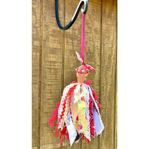 Handmade Apple Basket Salt Shaker Tassel Ornament Cottagecore Farmhouse Gift